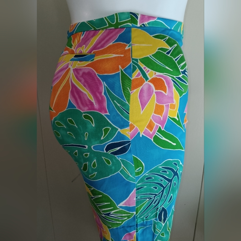 Lauren Ralph Lauren Tropical Print Ankle Pants Side Zip Colorful Sz 10 - Picture 9 of 15